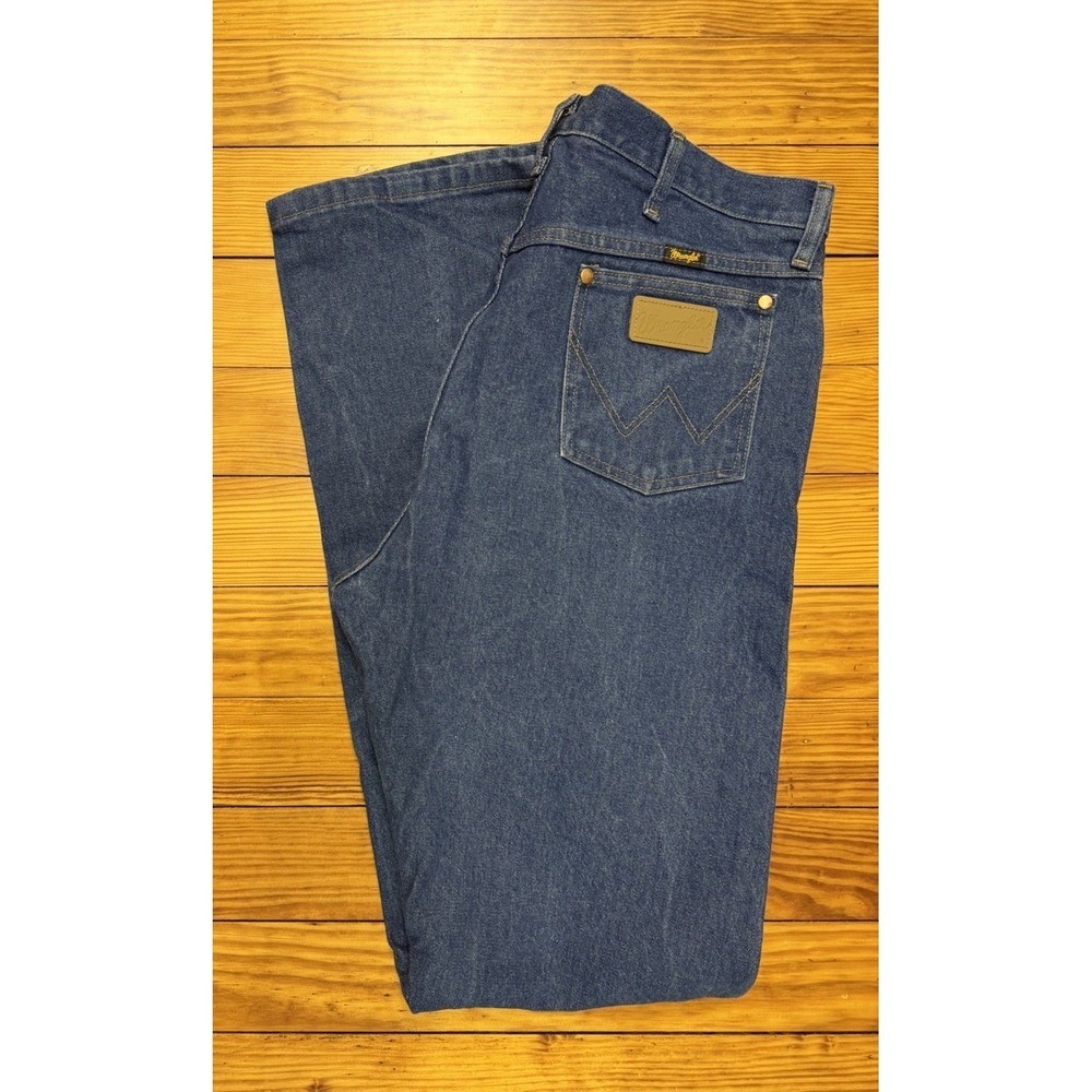Wrangler 13MWZ Cowboy Cut Jeans Mens 36x38 Blue Denim Straight Leg Western